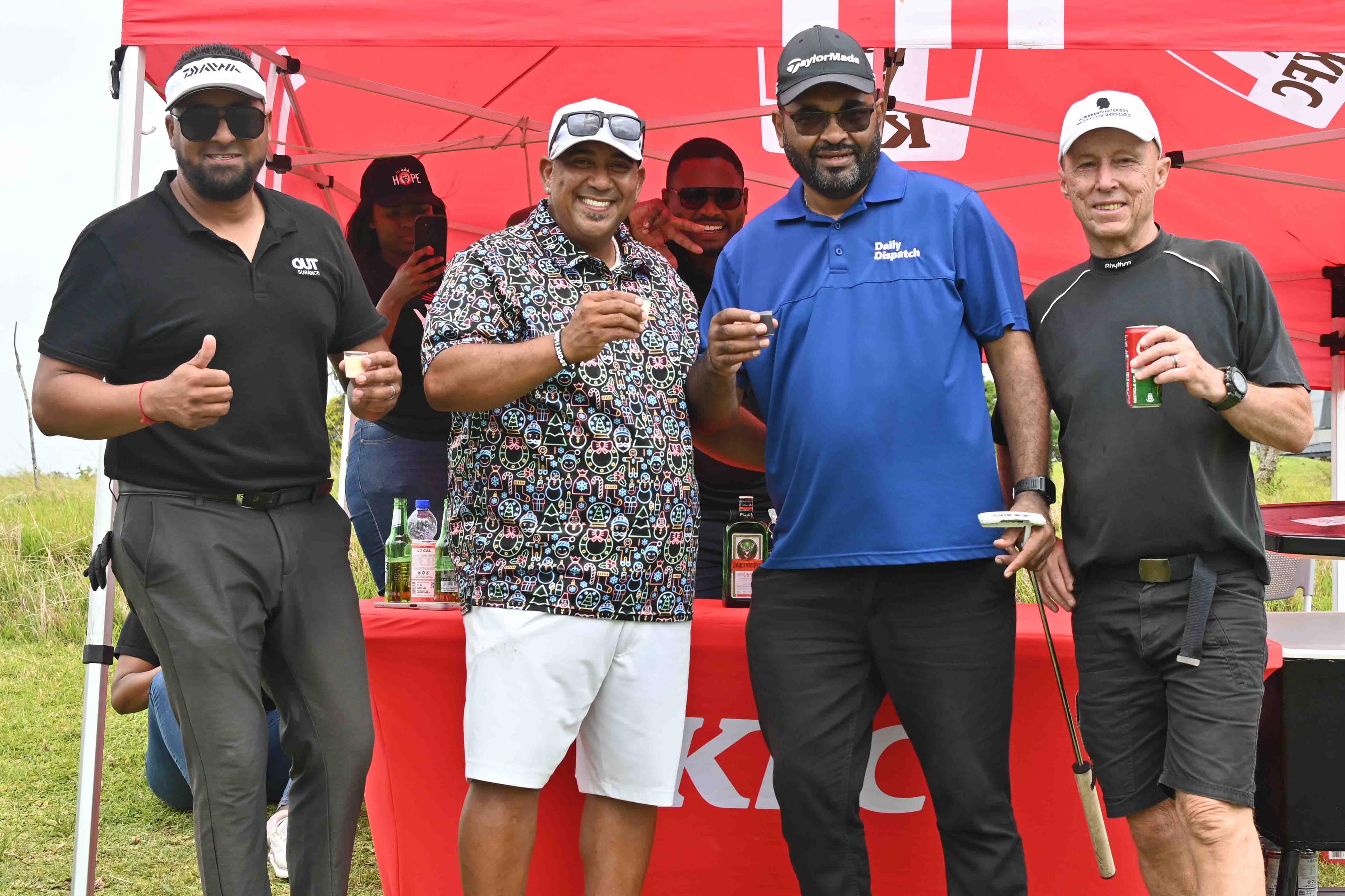 Golfers driving a cart